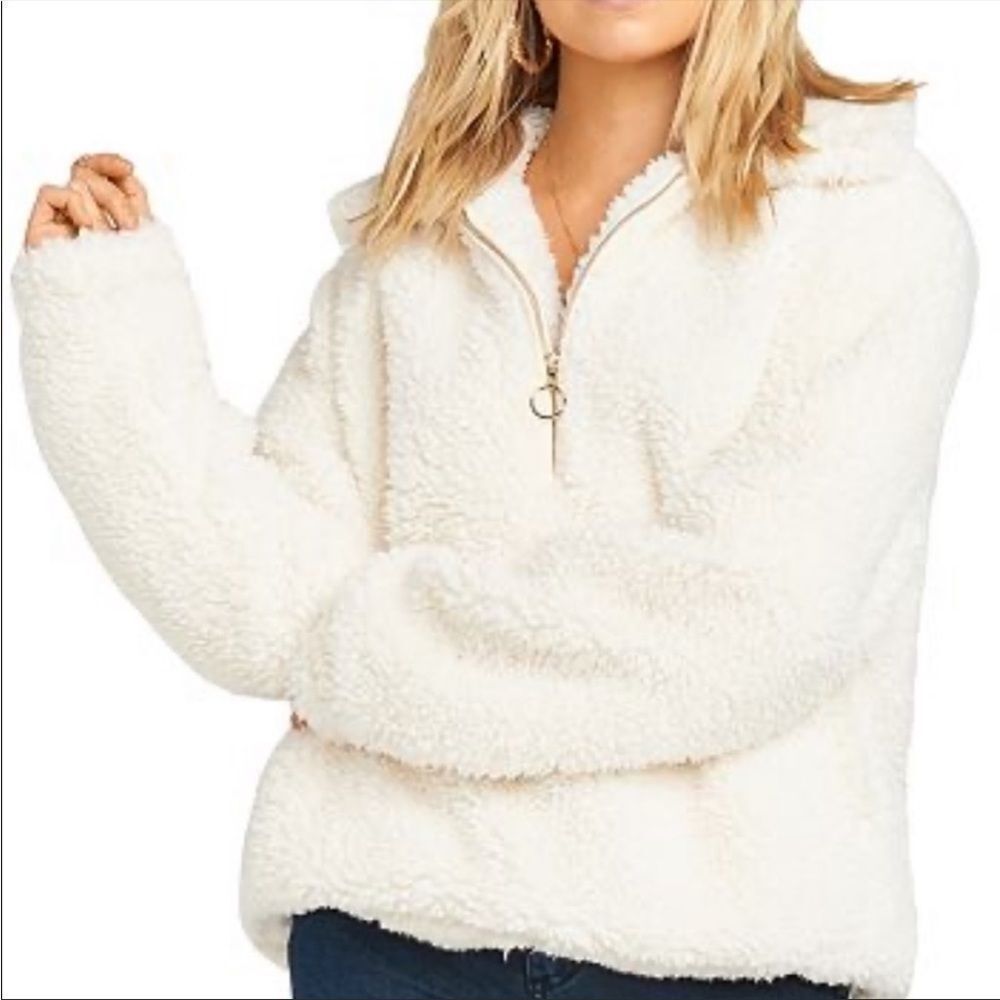 Show Me Your Mumu Kassidy Sherpa Half-zip Pullover Toasted Marshmallow size Smal